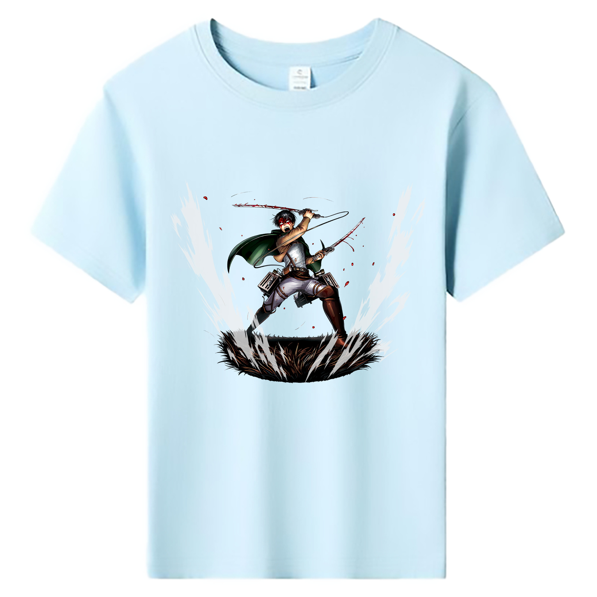 （画像用） 進撃の巨人 リヴァイ·アッカーマン Attack on Titan Levi Ackerman 綿100％キッズTシャツ（フロントプリント）